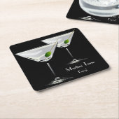 Martini Cockatl Party Schwarzer Untersetzer (angewinkelt)