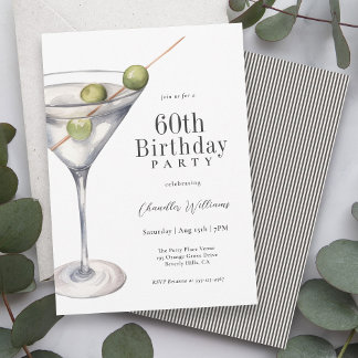 Martini Cocktail 60. Geburtstagsparty Einladung