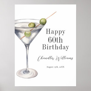 Martini Cocktail Alles Gute zum 60. Geburtstag Poster
