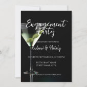Martini-Cocktail auf schwarz Einladung (Vorderseite)