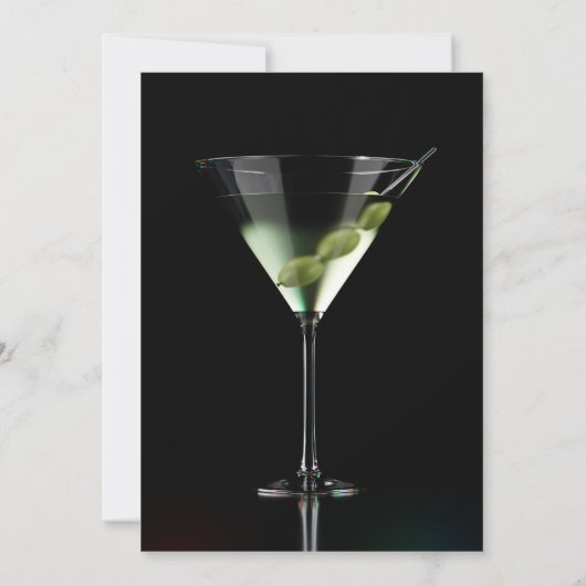 Martini-Cocktail auf schwarz Einladung (Rückseite)