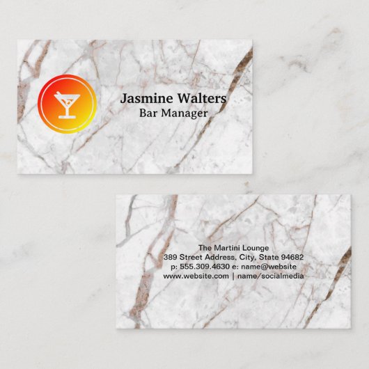 Martini-Cocktail-Bar-Logo | Barkeeper Visitenkarte (Vorne/Hinten)