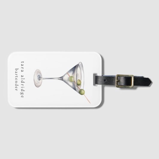 Martini Cocktail Beruflicher Barkeeper Gepäckanhänger (Vorderseite (Horizontal))