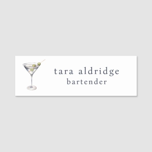 Martini Cocktail Beruflicher Barkeeper Namensschild (Vorderseite)