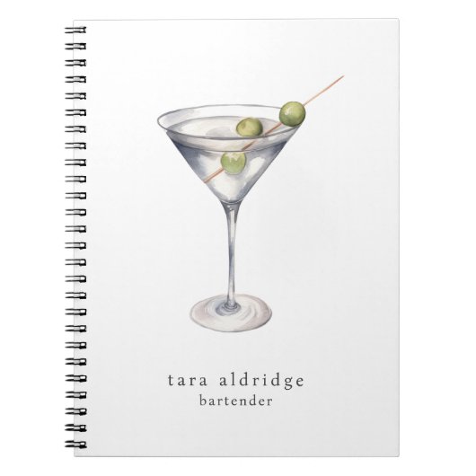 Martini Cocktail Beruflicher Barkeeper Notizblock (Vorderseite)