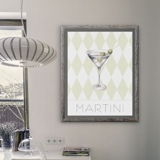 Martini Cocktail Drink auf Harlequin Hintergrund Poster