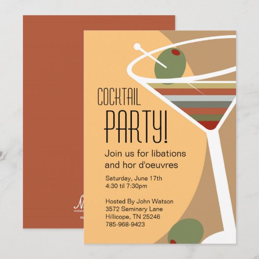 Martini Cocktail Einladung (Vorne/Hinten)