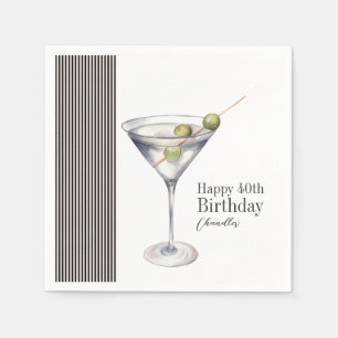 Martini Cocktail Elegant 40. Geburtstag Party Serviette