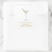 Martini Cocktail Gastgeschenk Hochzeit Brautparty Quadratischer Aufkleber (Tasche)