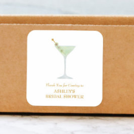 Martini Cocktail Gastgeschenk Hochzeit Brautparty Quadratischer Aufkleber