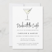 Martini Cocktail Illustration Paare Dusche Einladung (Vorderseite)