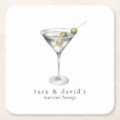Martini Cocktail Lounge mit Ihrem Namen Rechteckiger Pappuntersetzer (Vorderseite)