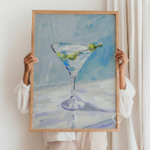 Martini Cocktail Malplakat - Blau