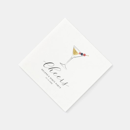 Martini Cocktail Modernes Minimalistisches Brautpa Serviette (Ecke)