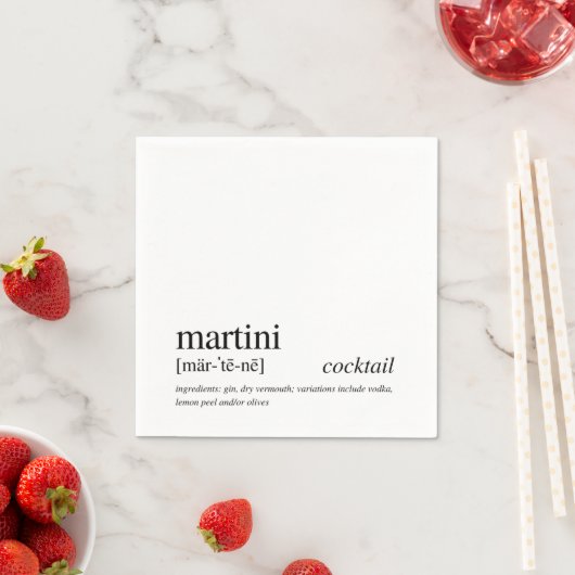 Martini Cocktail Modernes Zitat Schwarze Typografi Serviette (Beispiel)