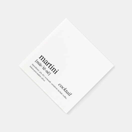 Martini Cocktail Modernes Zitat Schwarze Typografi Serviette (Ecke)