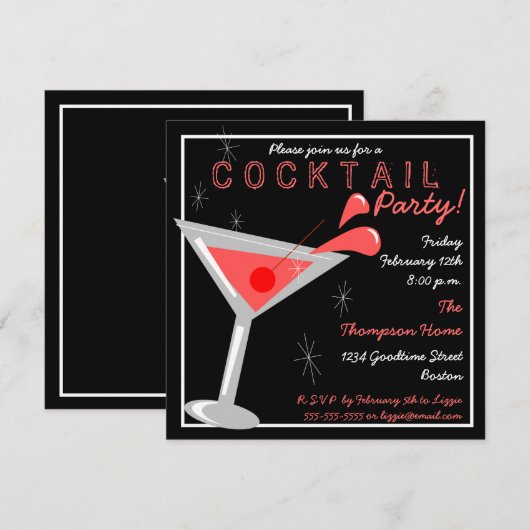 Martini-Cocktail-Party Einladung (Vorne/Hinten)