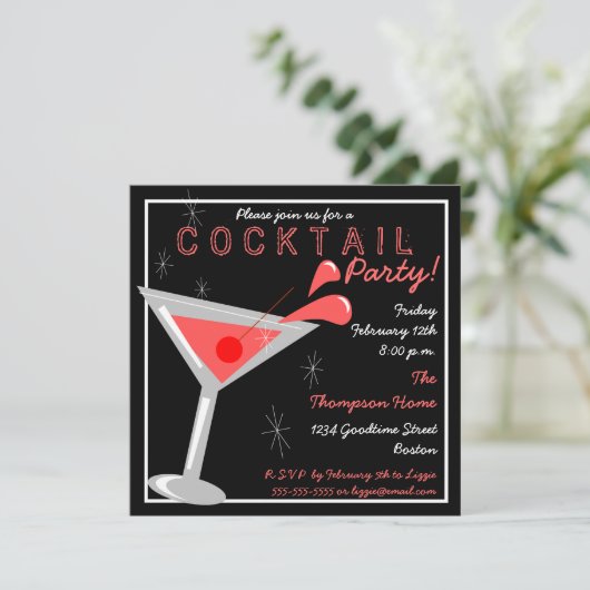 Martini-Cocktail-Party Einladung (Stehend Vorderseite)