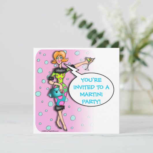 Martini - Cocktail-Party Einladung (Stehend Vorderseite)