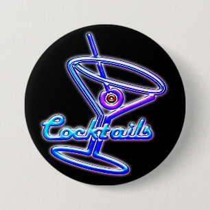 Martini-Cocktail Retro-Neon-Schild im Vintage-Bar- Button