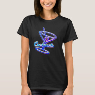 Martini-Cocktail-Retro-Neonzeichen T-Shirt