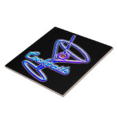 Martini-Cocktail Retro-Neonzeichen Vintage Bar Fliese (Seite)