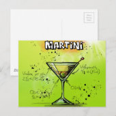 Martini Cocktail Rezept Postkarte (Vorne/Hinten)