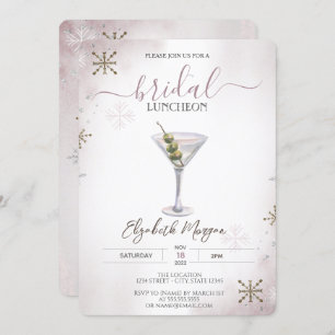 Martini, Cocktail, Schneeflocken Bridal Luncheon Einladung