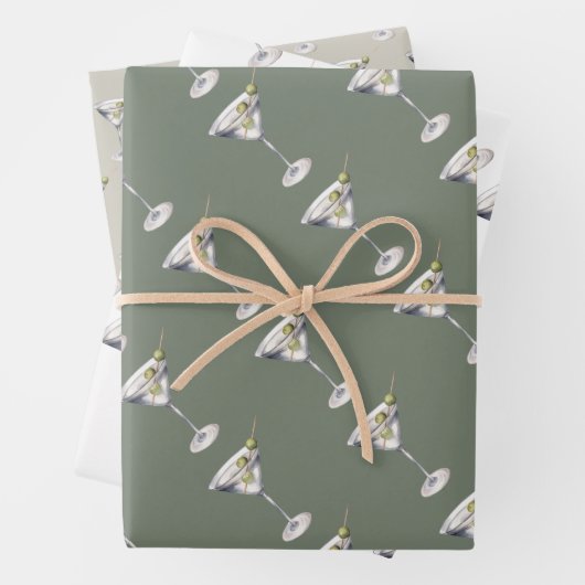 Martini Cocktails Bar Pattern Geschenkpapier Set (Beispiel)