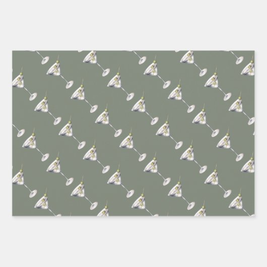 Martini Cocktails Bar Pattern Geschenkpapier Set (Vorderseite)