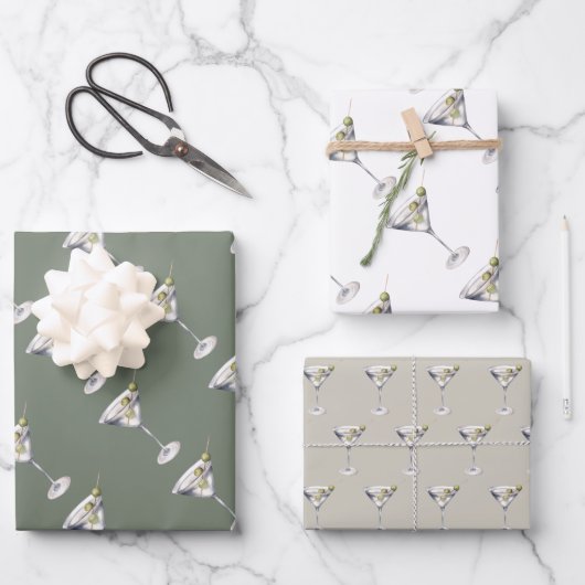 Martini Cocktails Bar Pattern Geschenkpapier Set (Vorderseite)