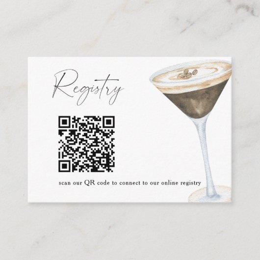 Martini Coffee QR Code Brautparty Register Begleitkarte (Vorderseite)