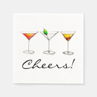 Martini Cosmo Manhattan Cocktail Drinks Cheers Serviette