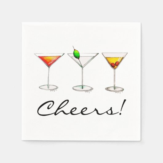Martini Cosmo Manhattan Cocktail Drinks Cheers Serviette (Vorderseite)