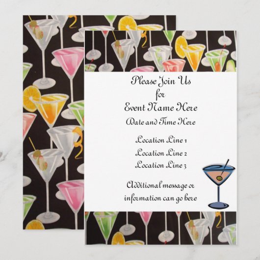 Martini Custom Invites Einladung (Vorne/Hinten)