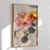 Martini & Disco Ball Kunstprint: Hellrosa Barwagen Poster