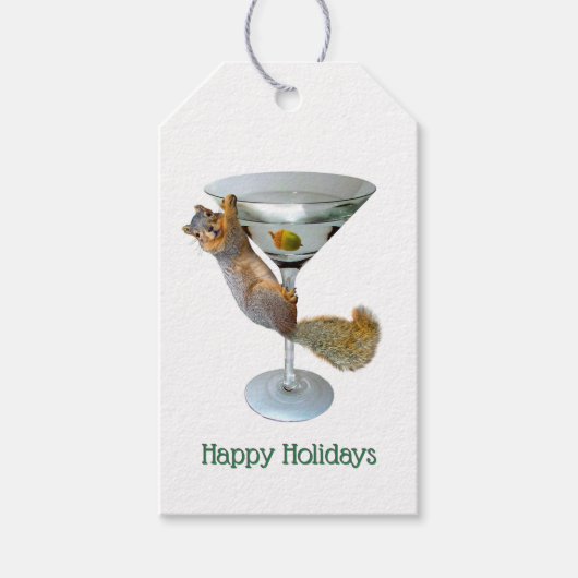 Martini-Eichhörnchen-Gift-Tags Geschenkanhänger (Vorderseite)