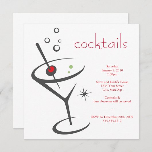 Martini-Einladung Einladung (Vorne/Hinten)