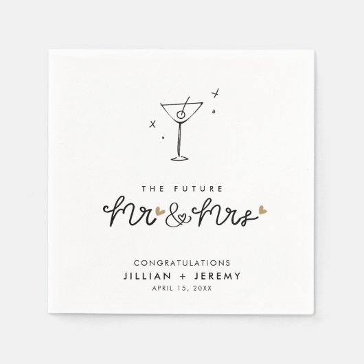 Martini Engagement Party Herr und Frau Napkins Serviette (Vorderseite)