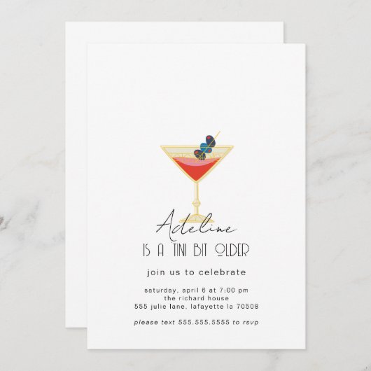 Martini Erwachsene Geburtstagsparty Einladung (Vorne/Hinten)