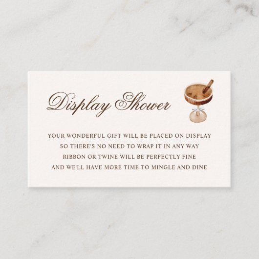 Martini Espresso Chic Display Showdusche Brautpart Begleitkarte (Vorderseite)