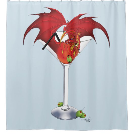 Martini Fantasy Red Dragon Duschvorhang (Vorderseite)