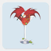 Martini Fantasy Red Dragon Quadratischer Aufkleber (Vorderseite)