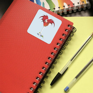 Martini Fantasy Red Dragon Quadratischer Aufkleber