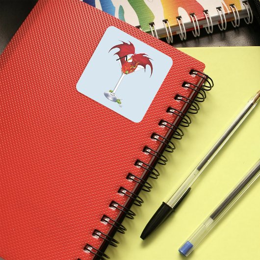 Martini Fantasy Red Dragon Quadratischer Aufkleber