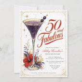 Martini Fifty & Fabulous 50. Geburtstag Einladung (Vorderseite)