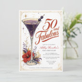 Martini Fifty & Fabulous 50. Geburtstag Einladung (Stehend Vorderseite)