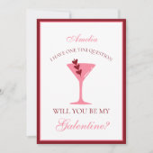 Martini Galentine's Day Ästhetik Rot und Rosa Karte (Vorderseite)