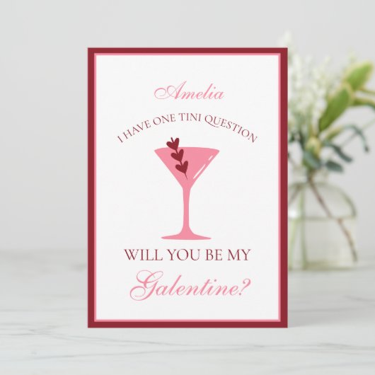 Martini Galentine's Day Ästhetik Rot und Rosa Karte (Stehend Vorderseite)