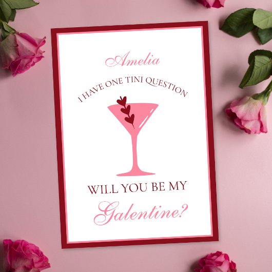Martini Galentine's Day Ästhetik Rot und Rosa Karte